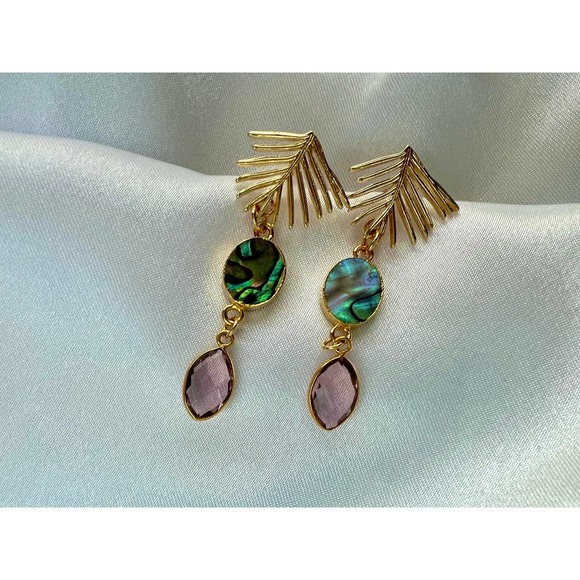 *Bea* Abalone Morganite Earrings - Picture 3 of 4